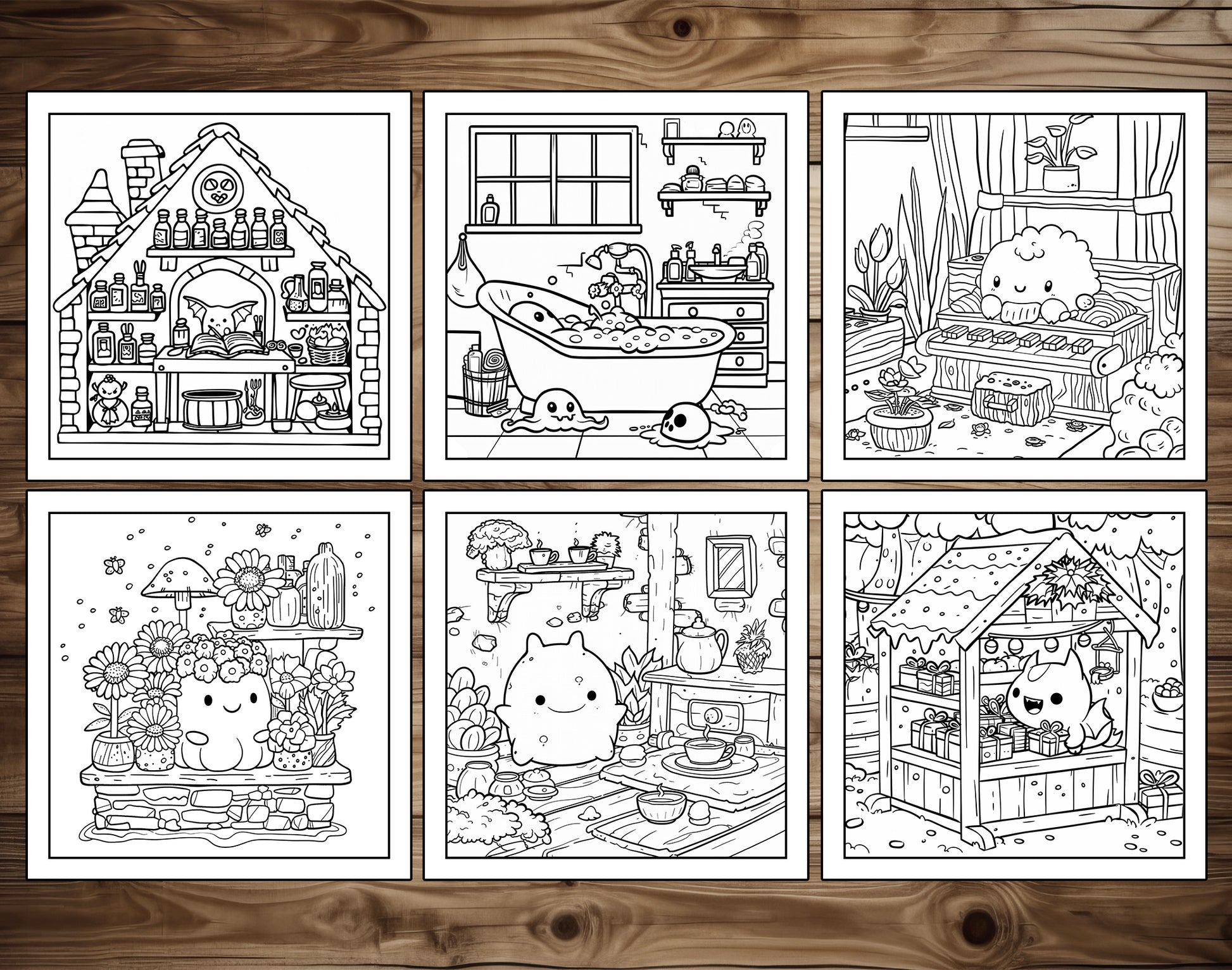 101 Kawaii Monster Corners Cute & Cozy Coloring Pages - Instant Download - Printable PDF – preview 6