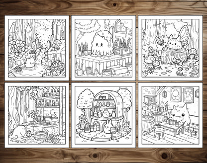 101 Kawaii Monster Corners Cute & Cozy Coloring Pages - Instant Download - Printable PDF – preview 7