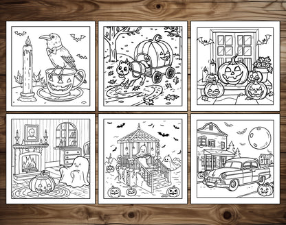 101 Old Fashioned Halloween Cute & Comfy Coloring Pages - Instant Download - Printable PDF – preview 10
