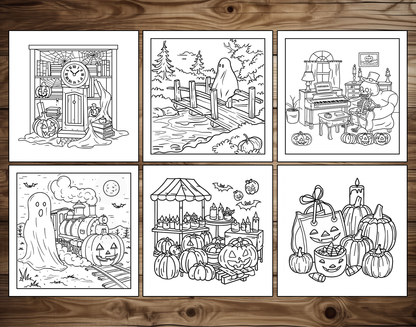 101 Old Fashioned Halloween Cute & Comfy Coloring Pages - Instant Download - Printable PDF – preview 4