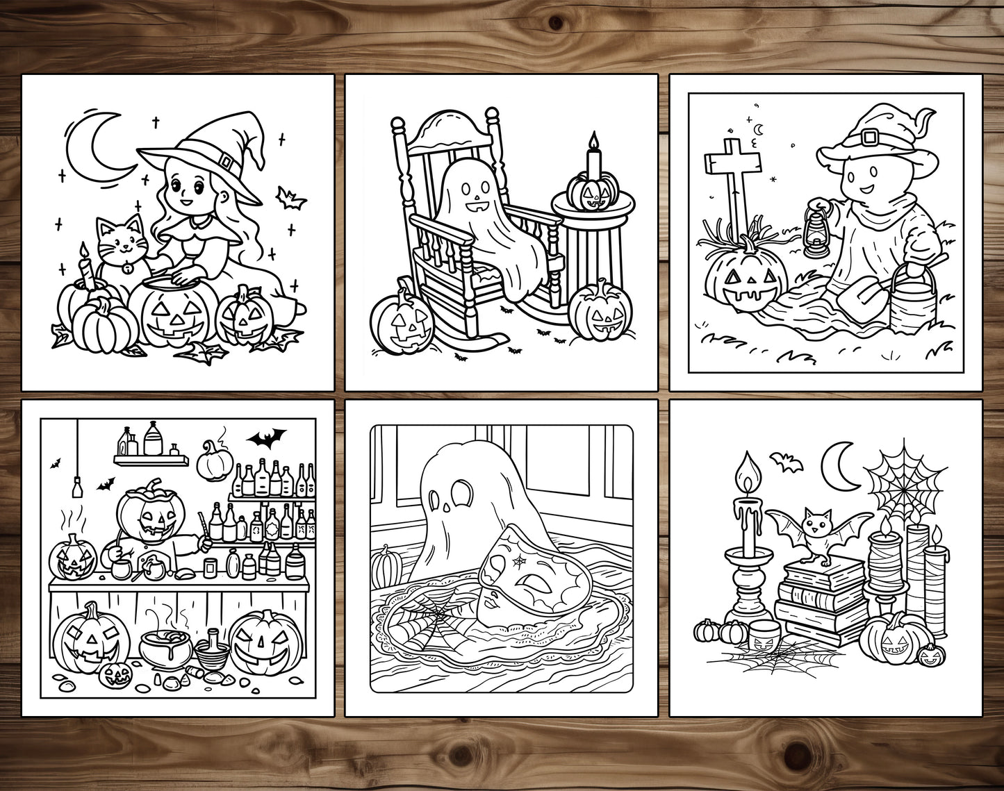 101 Old Fashioned Halloween Cute & Comfy Coloring Pages - Instant Download - Printable PDF – preview 5