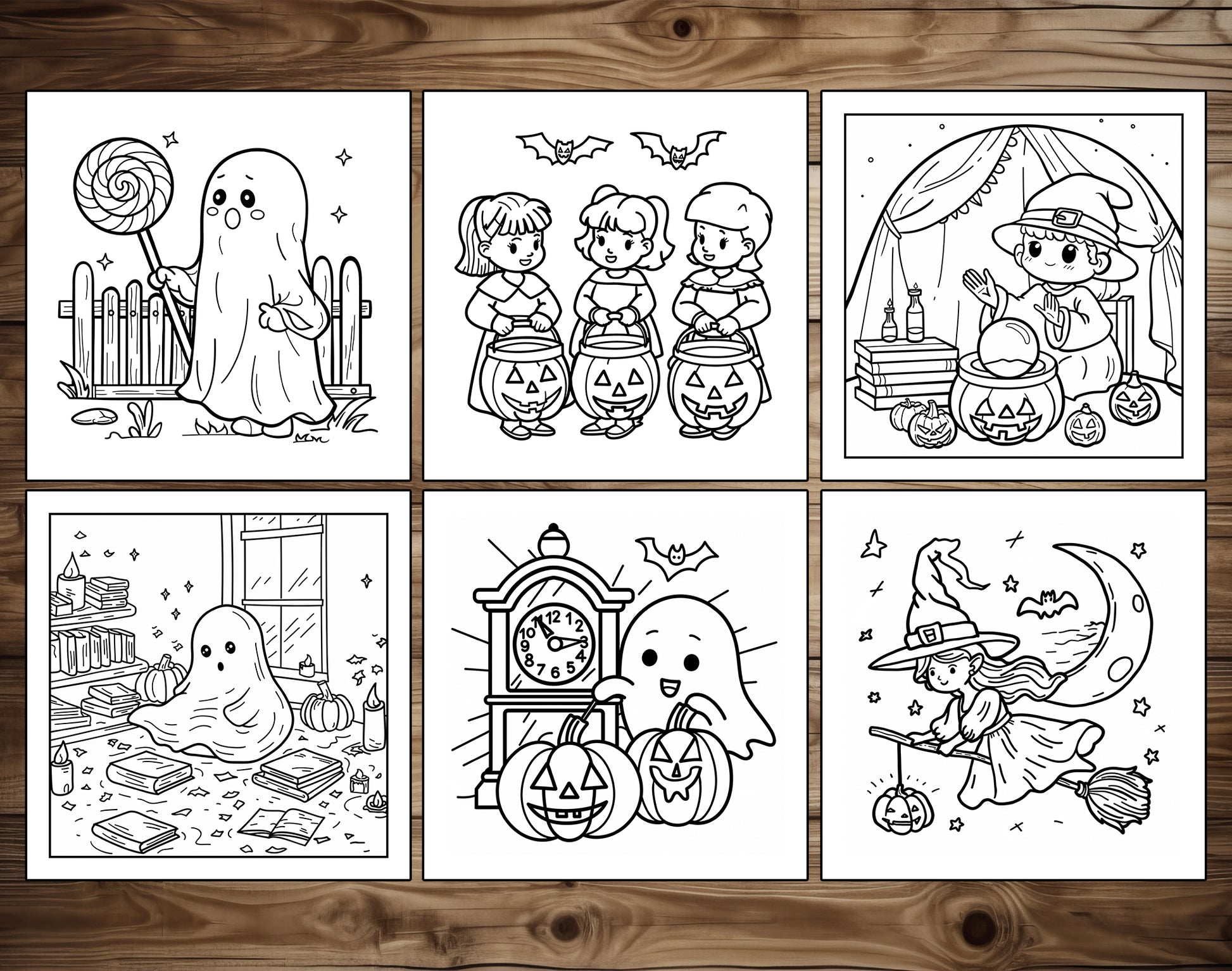 101 Old Fashioned Halloween Cute & Comfy Coloring Pages - Instant Download - Printable PDF – preview 6
