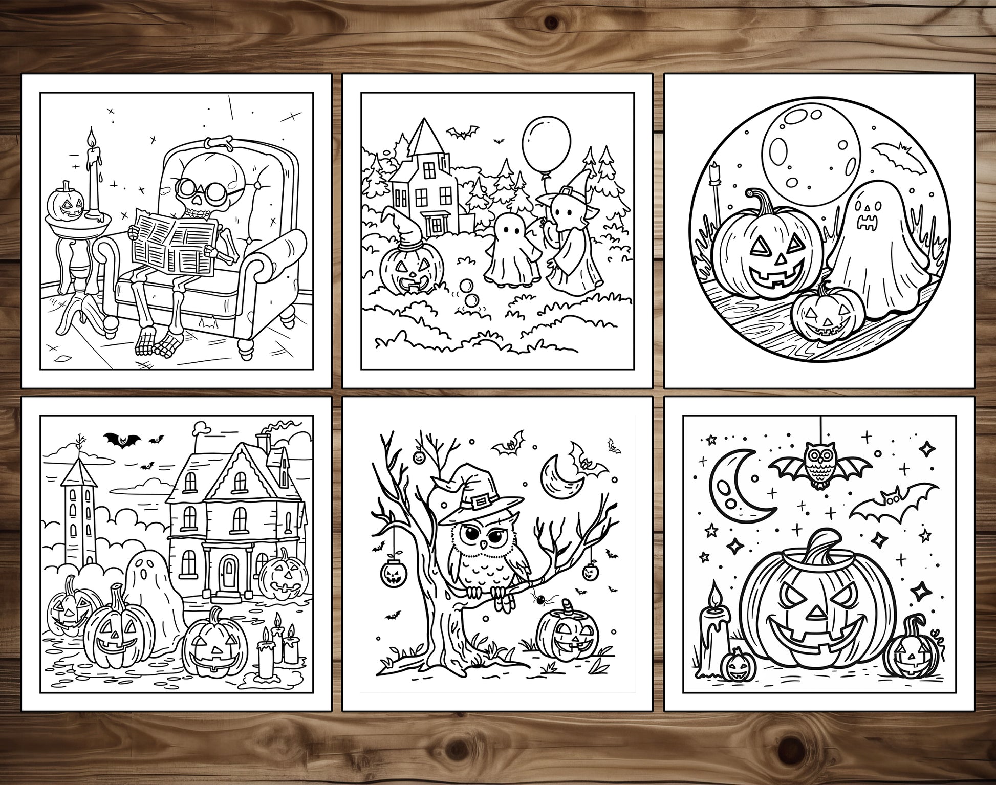 101 Old Fashioned Halloween Cute & Comfy Coloring Pages - Instant Download - Printable PDF – preview 7