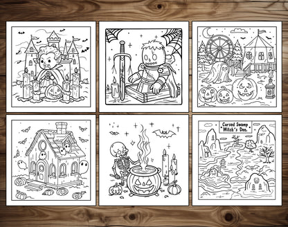 101 Old Fashioned Halloween Cute & Comfy Coloring Pages - Instant Download - Printable PDF – preview 8