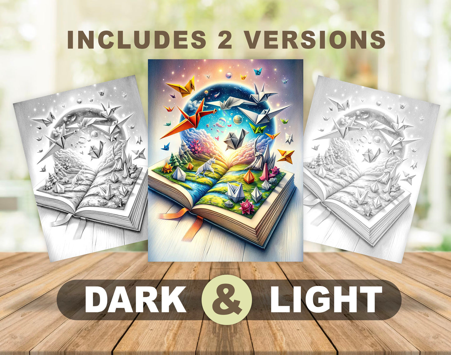 101 Open Magic Book 3 Grayscale Coloring Pages - Instant Download - Printable Dark/Light – preview 4
