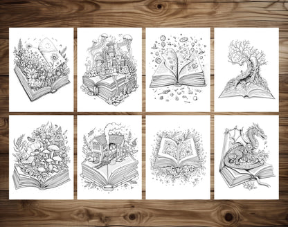 101 Open Magic Book Coloring Pages - Instant Download - Printable PDF – preview 5