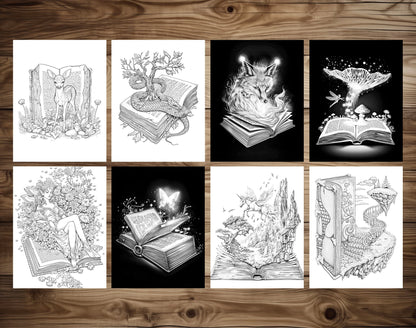 101 Open Magic Book Coloring Pages - Instant Download - Printable PDF – preview 7