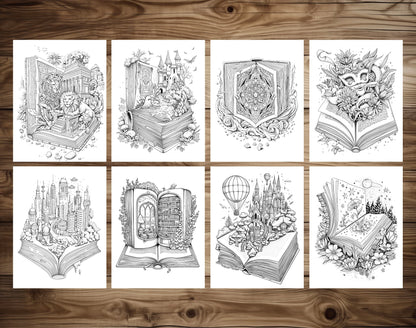 101 Open Magic Book Coloring Pages - Instant Download - Printable PDF – preview 8