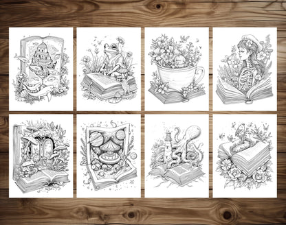 101 Open Magic Book Coloring Pages - Instant Download - Printable PDF – preview 9