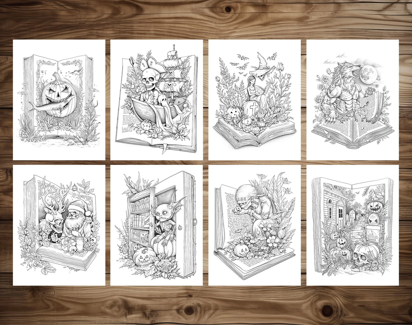 101 Open Magic Book - Halloween Worlds Coloring Pages - Instant Download - Printable PDF – preview 10