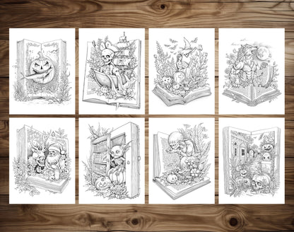 101 Open Magic Book - Halloween Worlds Coloring Pages - Instant Download - Printable PDF – preview 10