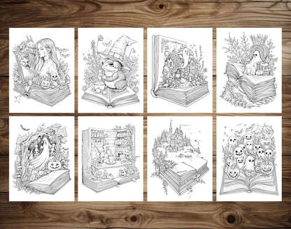101 Open Magic Book - Halloween Worlds Coloring Pages - Instant Download - Printable PDF – preview 7