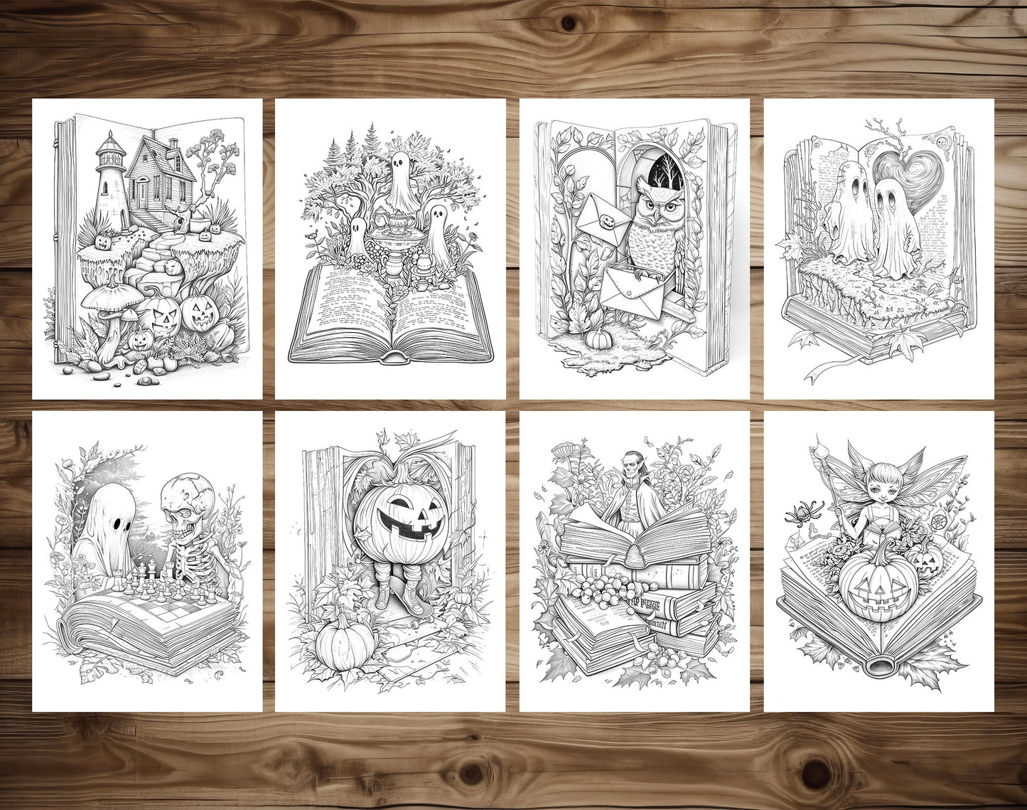 101 Open Magic Book - Halloween Worlds Coloring Pages - Instant Download - Printable PDF – preview 8