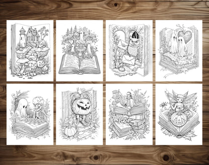 101 Open Magic Book - Halloween Worlds Coloring Pages - Instant Download - Printable PDF – preview 8