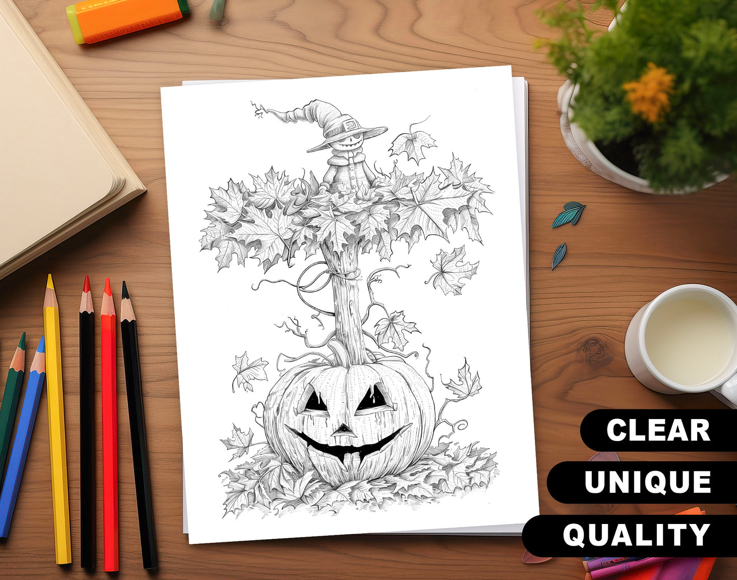 85 Surrealism Autumn Coloring Pages - Instant Download - Printable PDF – preview 3