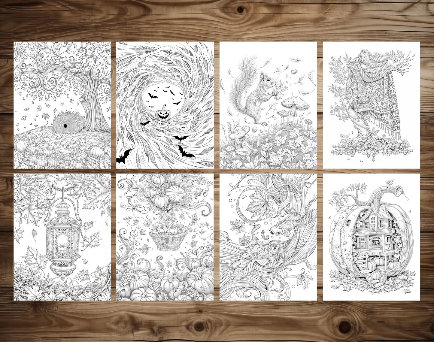85 Surrealism Autumn Coloring Pages - Instant Download - Printable PDF – preview 4