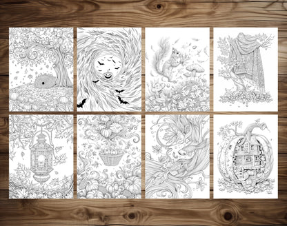 85 Surrealism Autumn Coloring Pages - Instant Download - Printable PDF – preview 4