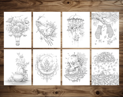 85 Surrealism Autumn Coloring Pages - Instant Download - Printable PDF – preview 7