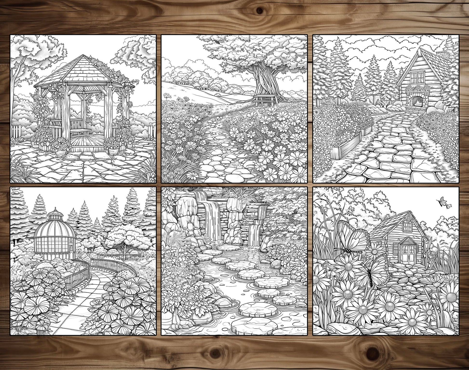 101 Relaxing Garden Coloring Pages - Instant Download - Printable – preview 10