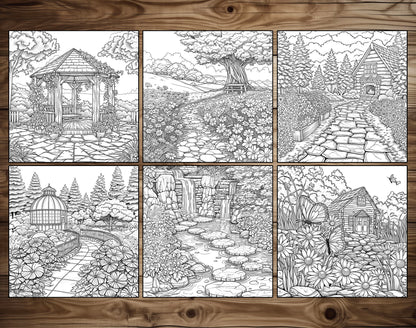 101 Relaxing Garden Coloring Pages - Instant Download - Printable – preview 10