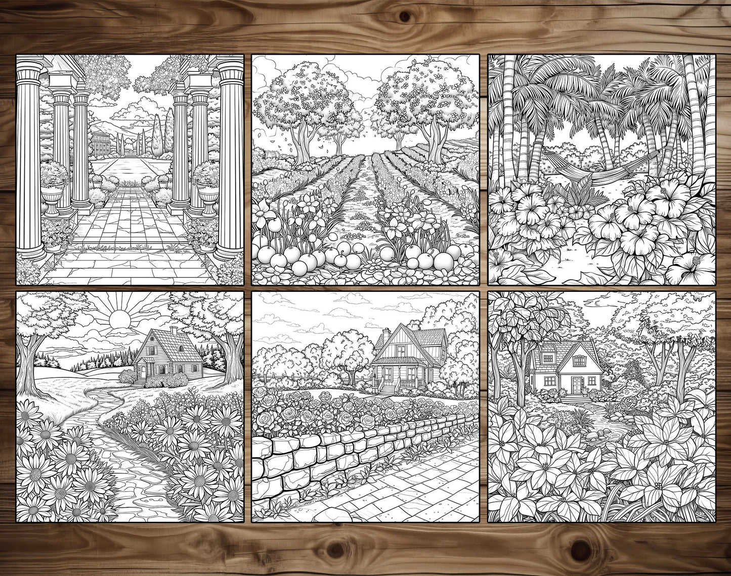101 Relaxing Garden Coloring Pages - Instant Download - Printable – preview 3
