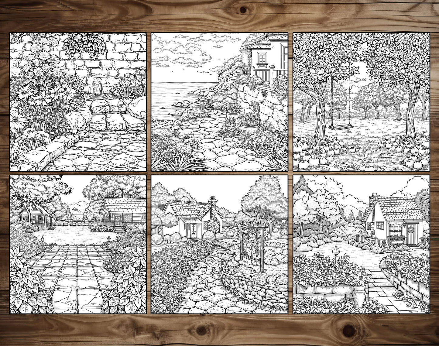 101 Relaxing Garden Coloring Pages - Instant Download - Printable – preview 4