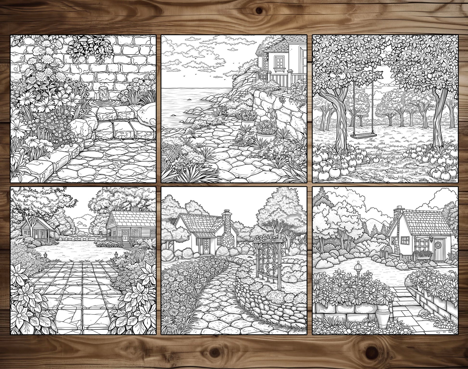 101 Relaxing Garden Coloring Pages - Instant Download - Printable – preview 4