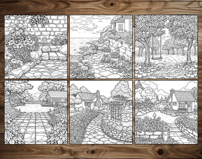 101 Relaxing Garden Coloring Pages - Instant Download - Printable – preview 4