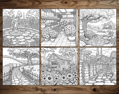 101 Relaxing Garden Coloring Pages - Instant Download - Printable – preview 5