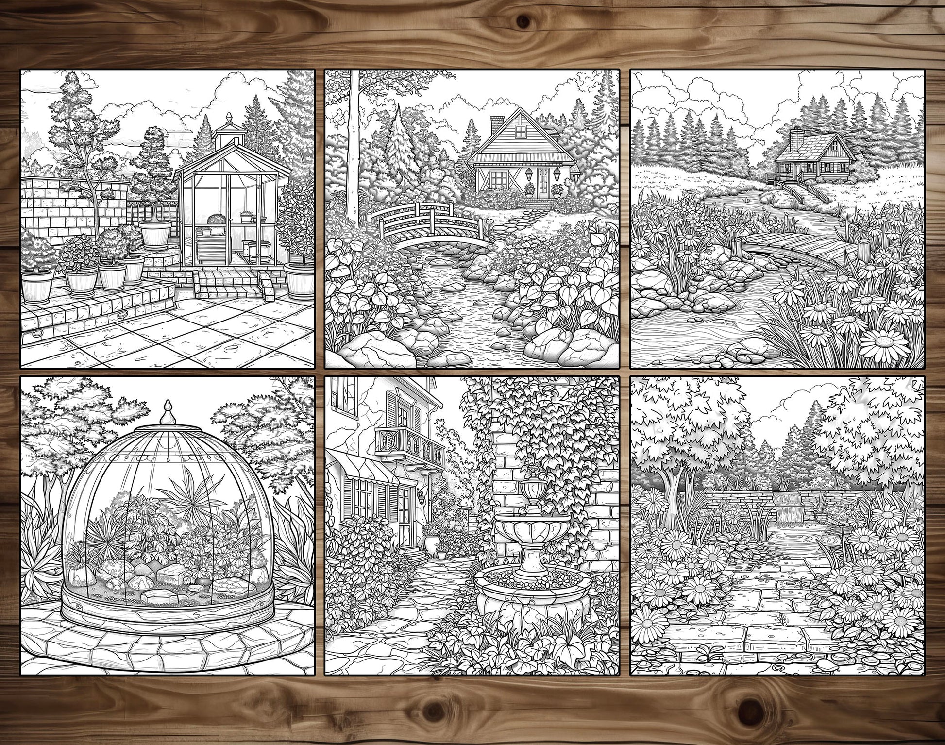 101 Relaxing Garden Coloring Pages - Instant Download - Printable – preview 6