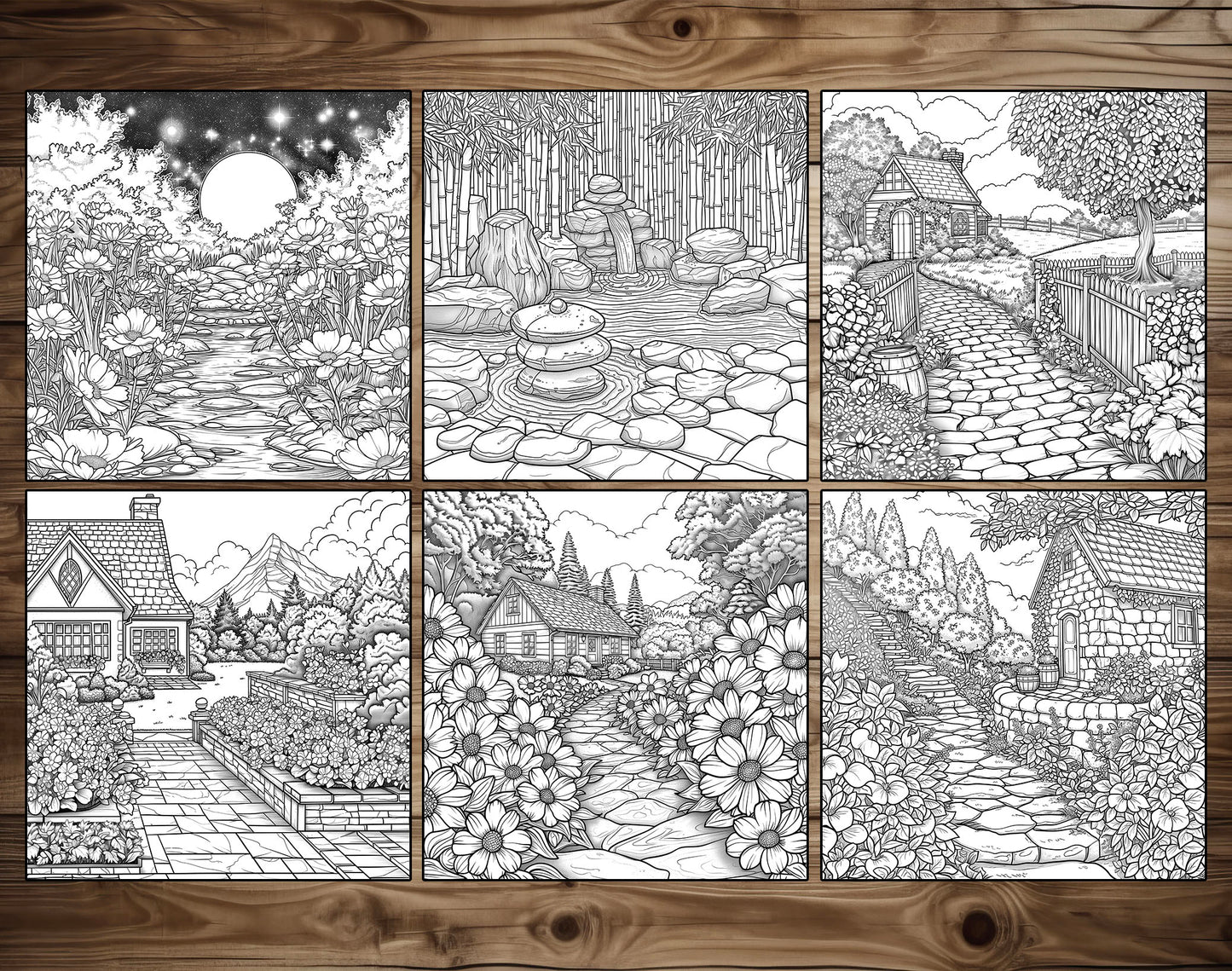 101 Relaxing Garden Coloring Pages - Instant Download - Printable – preview 7