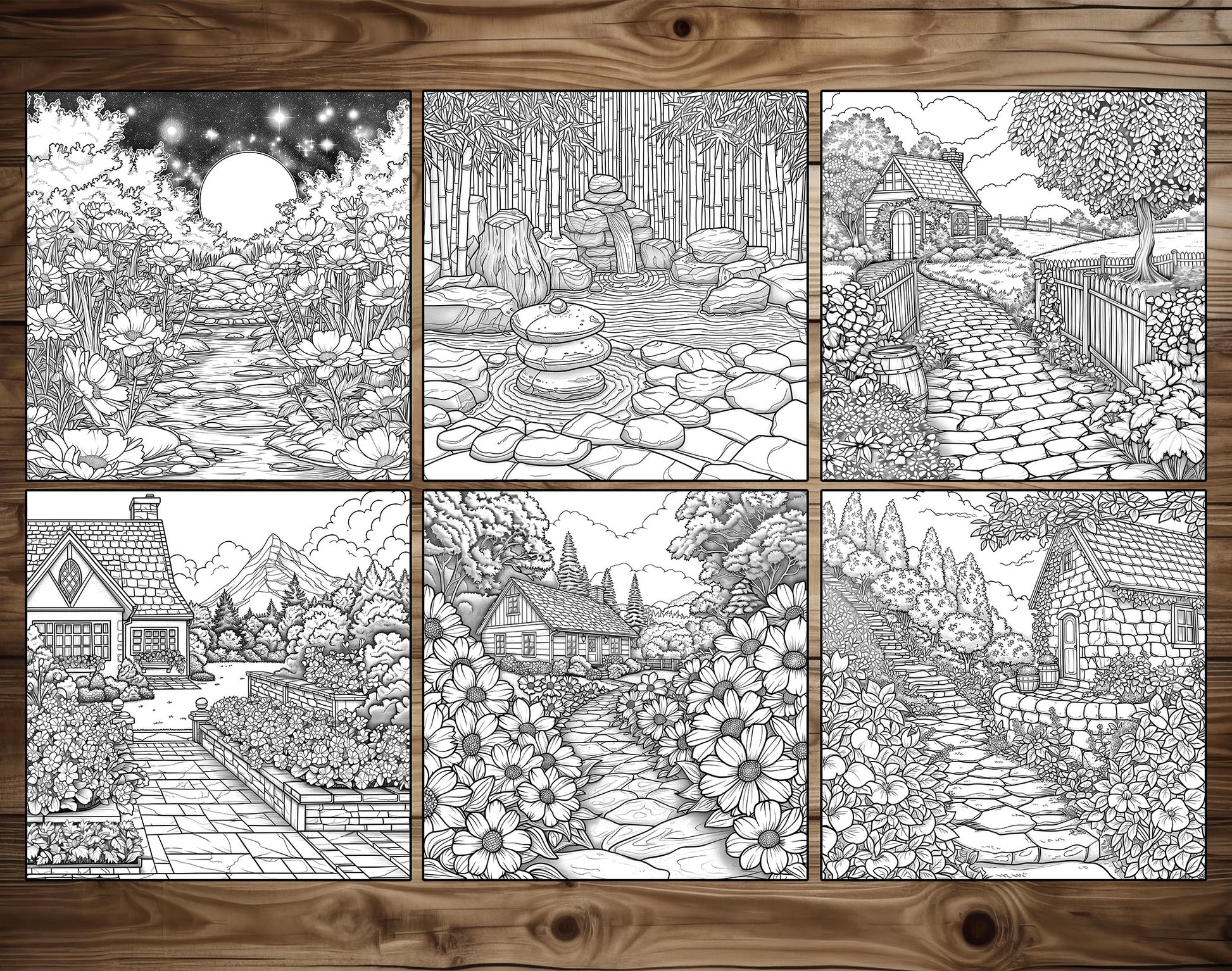 101 Relaxing Garden Coloring Pages - Instant Download - Printable – preview 7