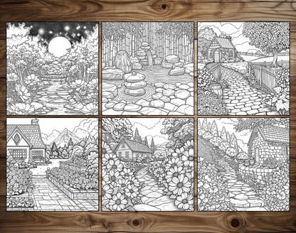 101 Relaxing Garden Coloring Pages - Instant Download - Printable – preview 7