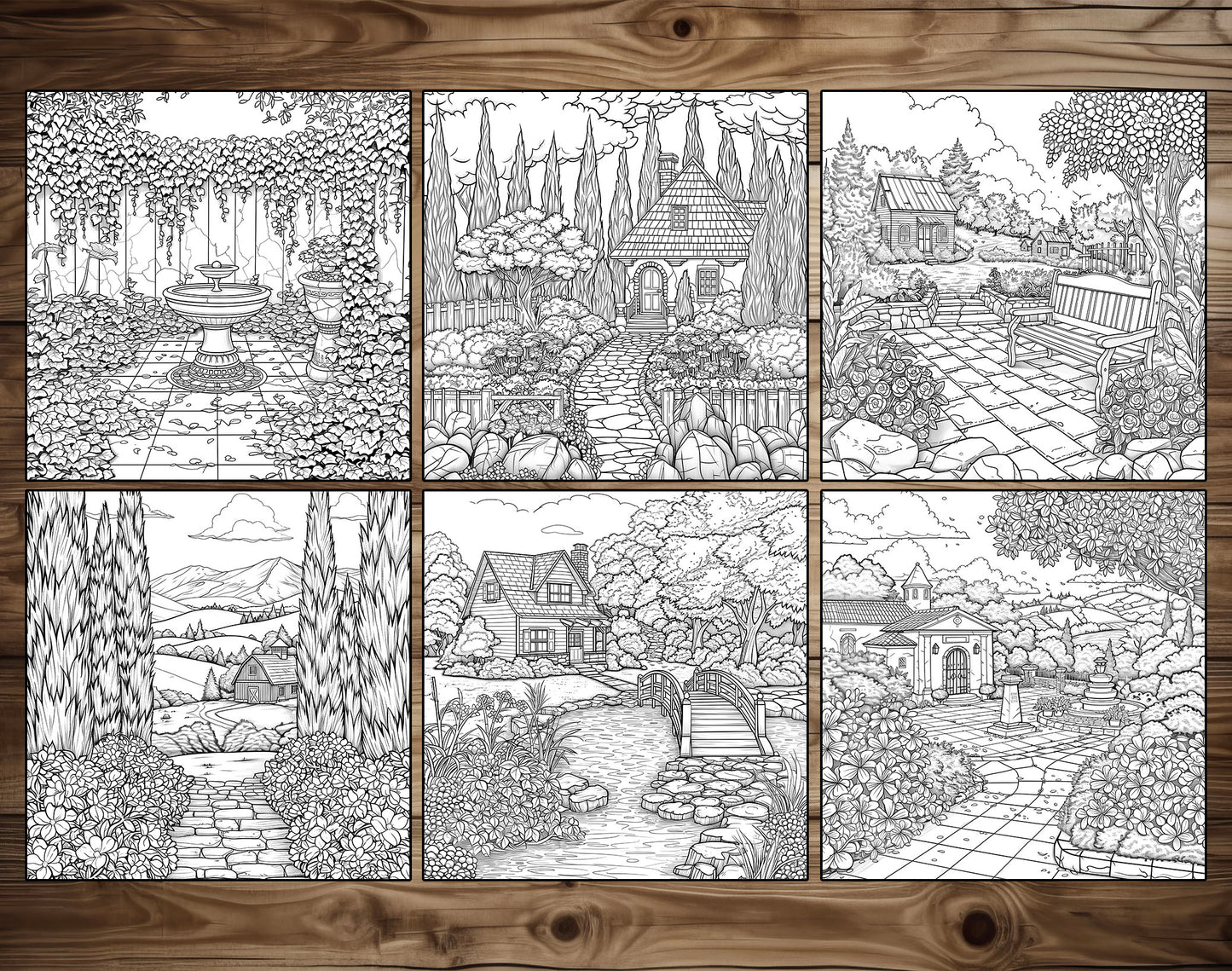 101 Relaxing Garden Coloring Pages - Instant Download - Printable – preview 8