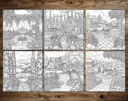 101 Relaxing Garden Coloring Pages - Instant Download - Printable – preview 8