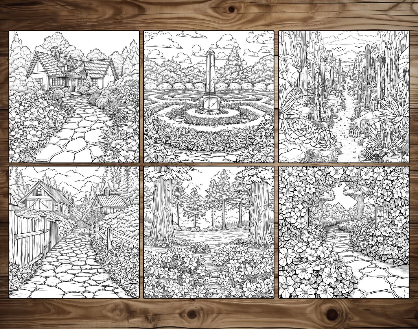 101 Relaxing Garden Coloring Pages - Instant Download - Printable – preview 9