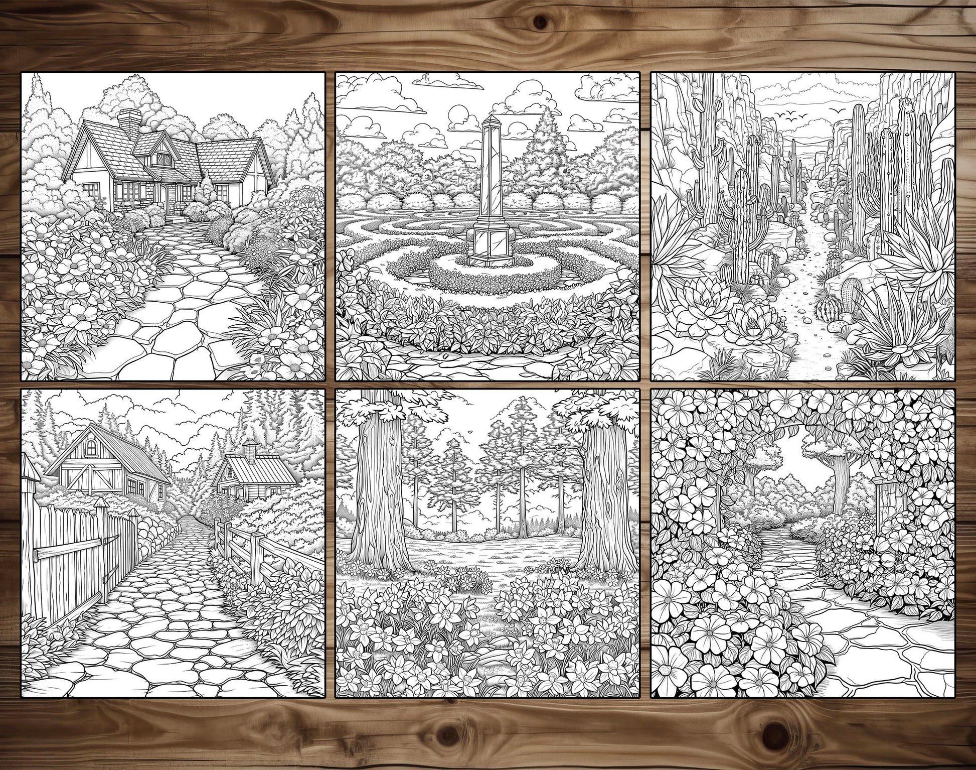 101 Relaxing Garden Coloring Pages - Instant Download - Printable – preview 9