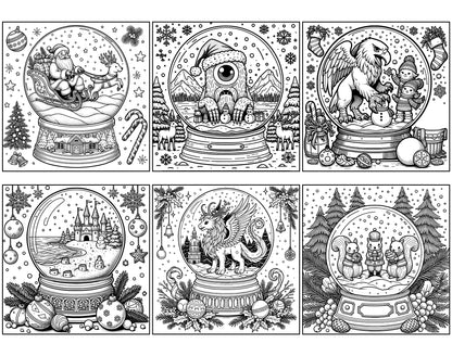 101 Snow Globe Christmas Coloring Pages - Instant Download - Printable – preview 2