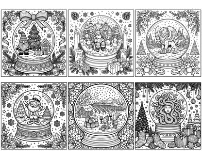 101 Snow Globe Christmas Coloring Pages - Instant Download - Printable – preview 3