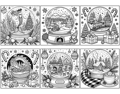 101 Snow Globe Christmas Coloring Pages - Instant Download - Printable – preview 4