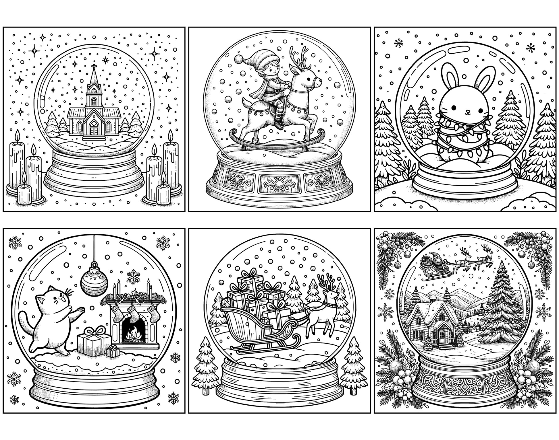 101 Snow Globe Christmas Coloring Pages - Instant Download - Printable – preview 5