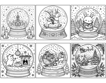 101 Snow Globe Christmas Coloring Pages - Instant Download - Printable – preview 5