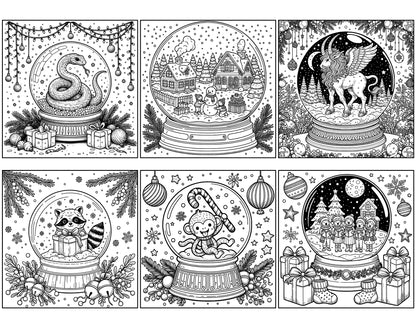 101 Snow Globe Christmas Coloring Pages - Instant Download - Printable – preview 8