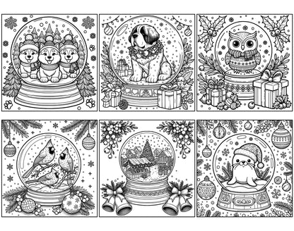 101 Snow Globe Christmas Coloring Pages - Instant Download - Printable – preview 9
