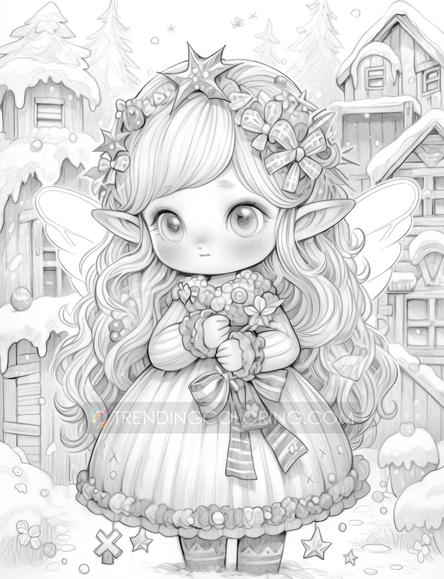 101 Winter Theme Special Collection Grayscale Coloring Pages - Instant Download - Printable PDF – preview 2