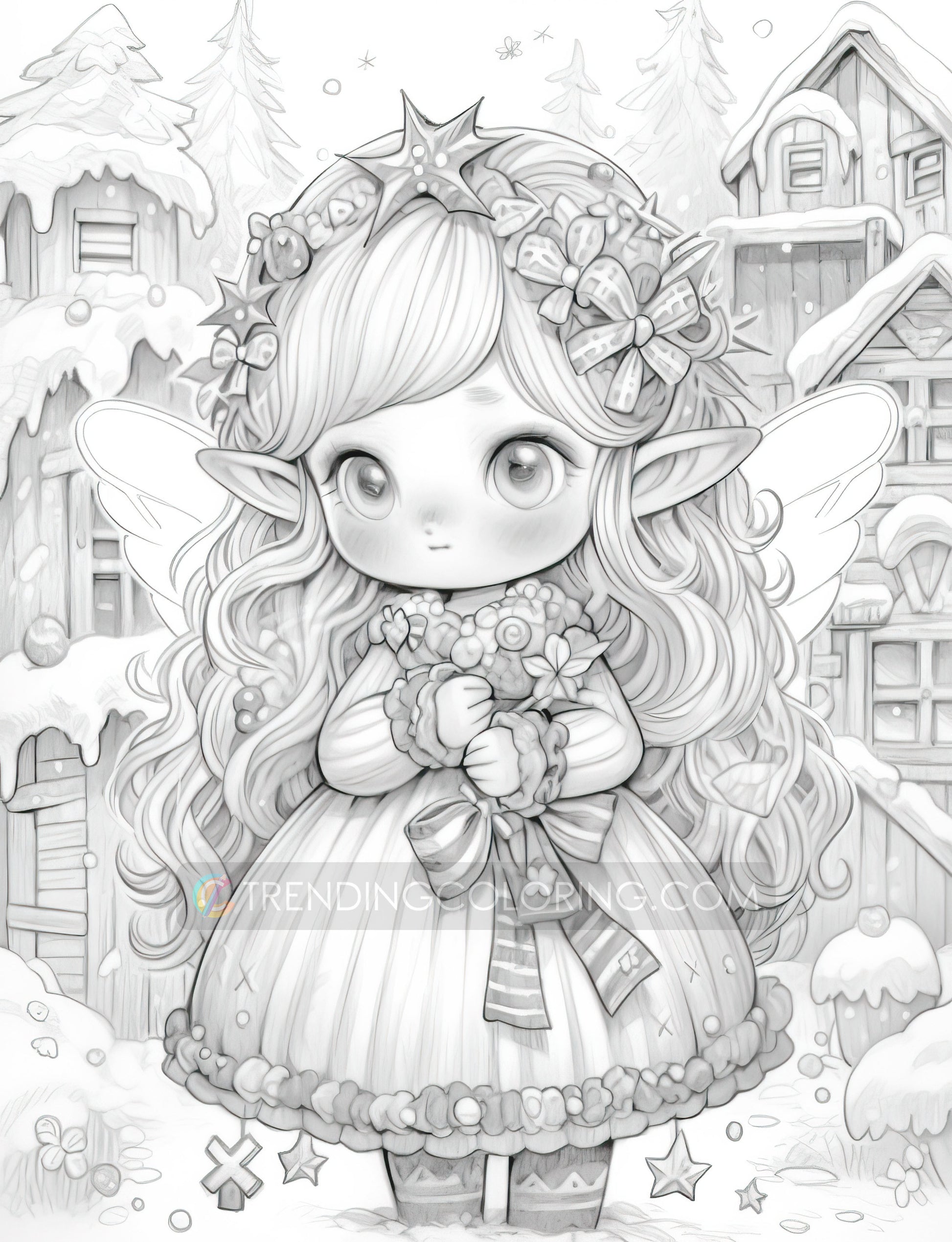 101 Winter Theme Special Collection Grayscale Coloring Pages - Instant Download - Printable PDF – preview 2