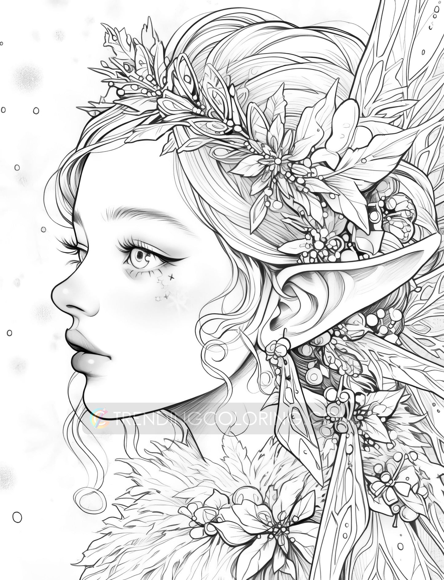 101 Winter Theme Special Collection Grayscale Coloring Pages - Instant Download - Printable PDF – preview 3
