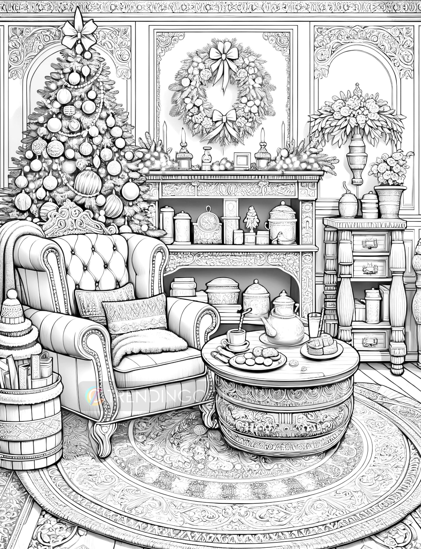 101 Winter Theme Special Collection Grayscale Coloring Pages - Instant Download - Printable PDF – preview 4