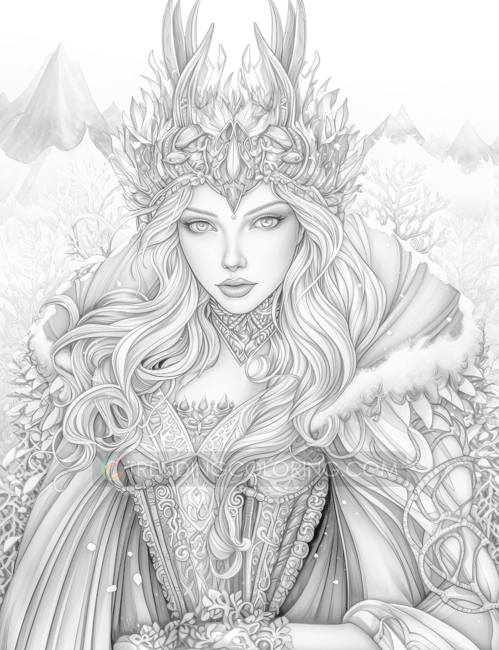 101 Winter Theme Special Collection Grayscale Coloring Pages - Instant Download - Printable PDF – preview 7