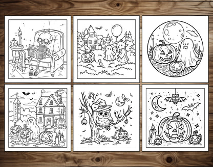 101 Old Fashioned Halloween Cute & Comfy Coloring Pages - Instant Download - Printable PDF
